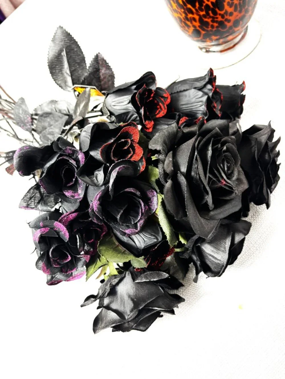 Black Silk Stem Roses Assortment – quantity 17 NWT